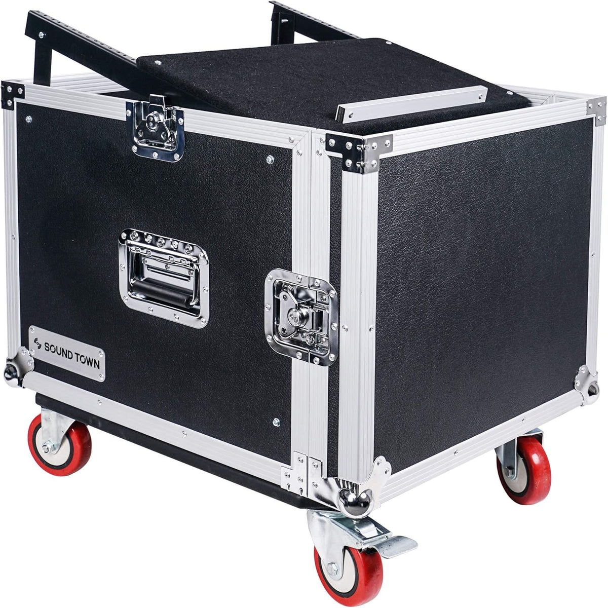 8U PA DJ Pro Audio Rack Case with 13U Slant Mixer Top and Casters W14745