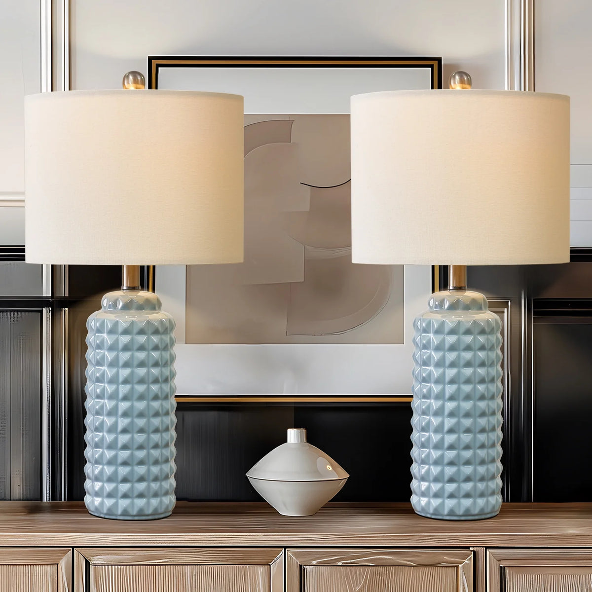 Light Blue 24.5" Ceramic Table Lamp Set of 2 Z18752