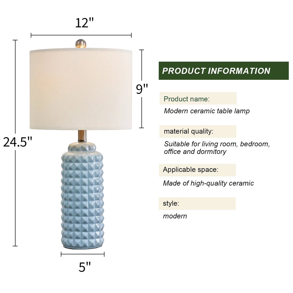 Light Blue 24.5" Ceramic Table Lamp Set of 2 Z18752