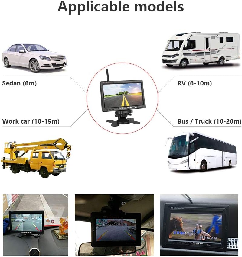 2pcs Wireless Vehicle Backup Cameras with 7 Monitor F9362