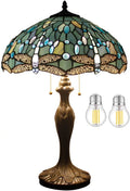Stained Glass Table Lamp 24" Tall Sea Blue A779