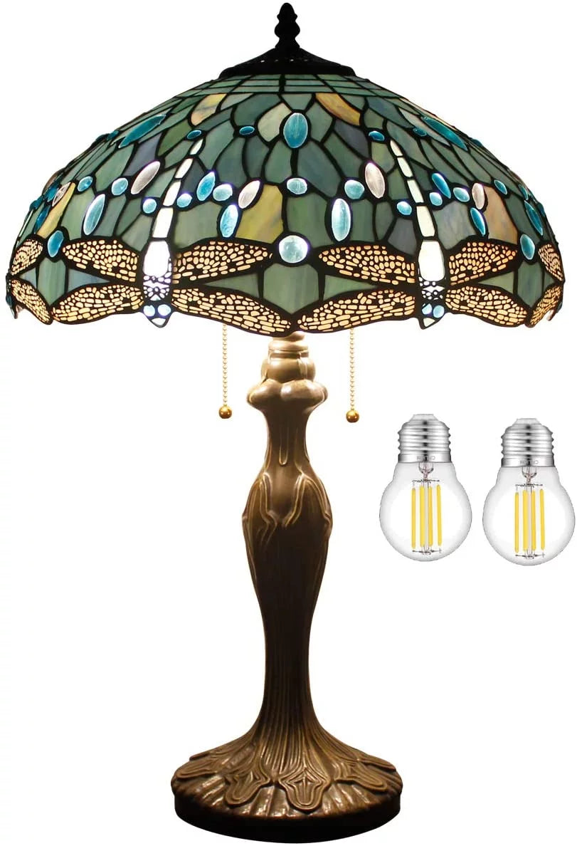 Stained Glass Table Lamp 24" Tall Sea Blue A779