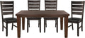 Dark Oak Finish Dining 5pc Set Table with Self-Storing Leaf and 4 Side Chairs Q288054