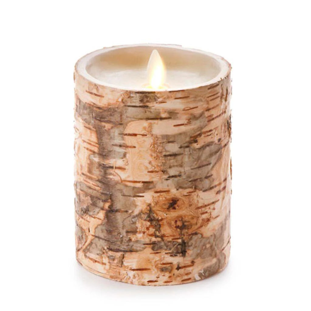 Brown 4-Inch Real-Flame Effect Pillar Candle S427