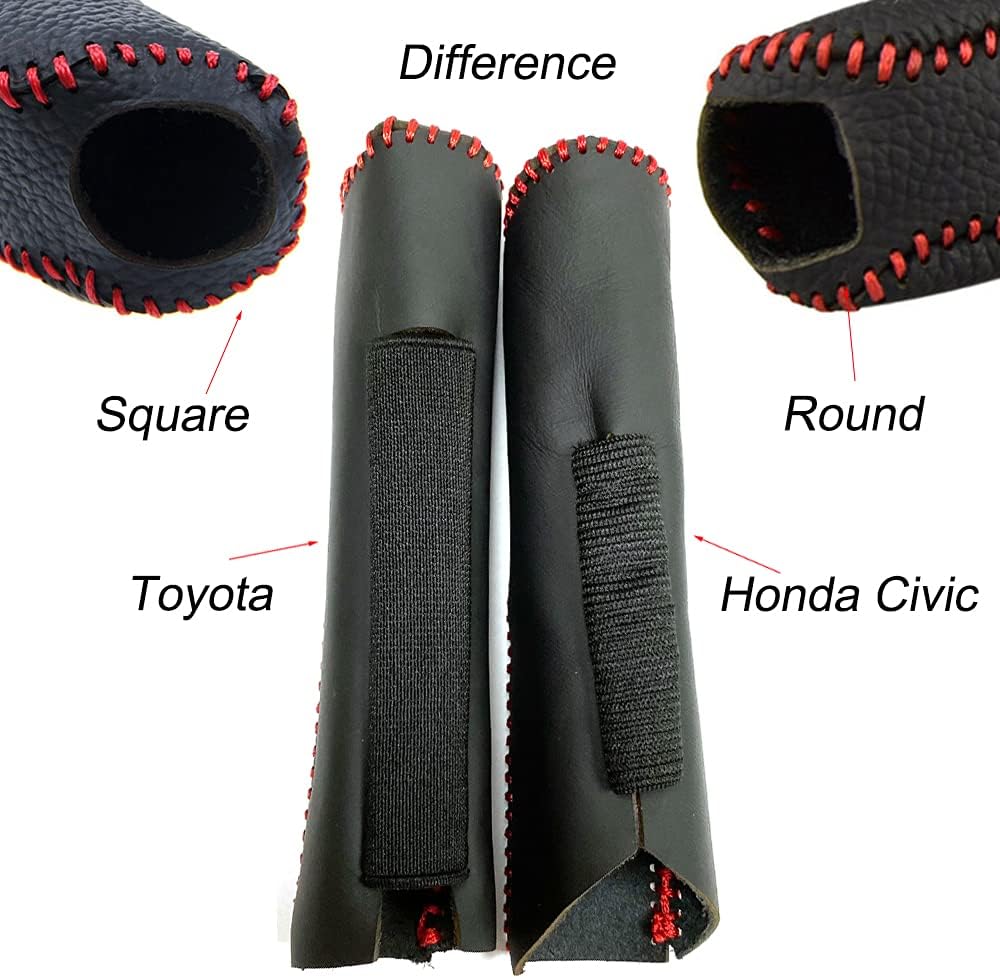 Black Genuine Leather Handbrake Cover Pack of 2 N634
