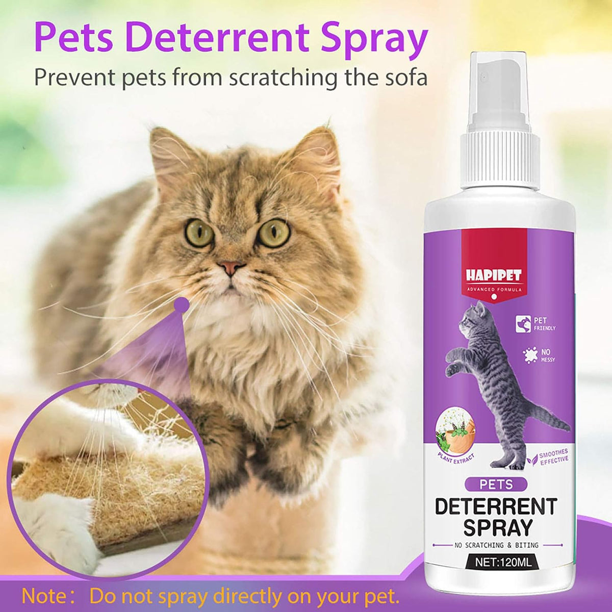Cat Deterrent Spray, 120ML Natural Cat Repellent Spray E957154