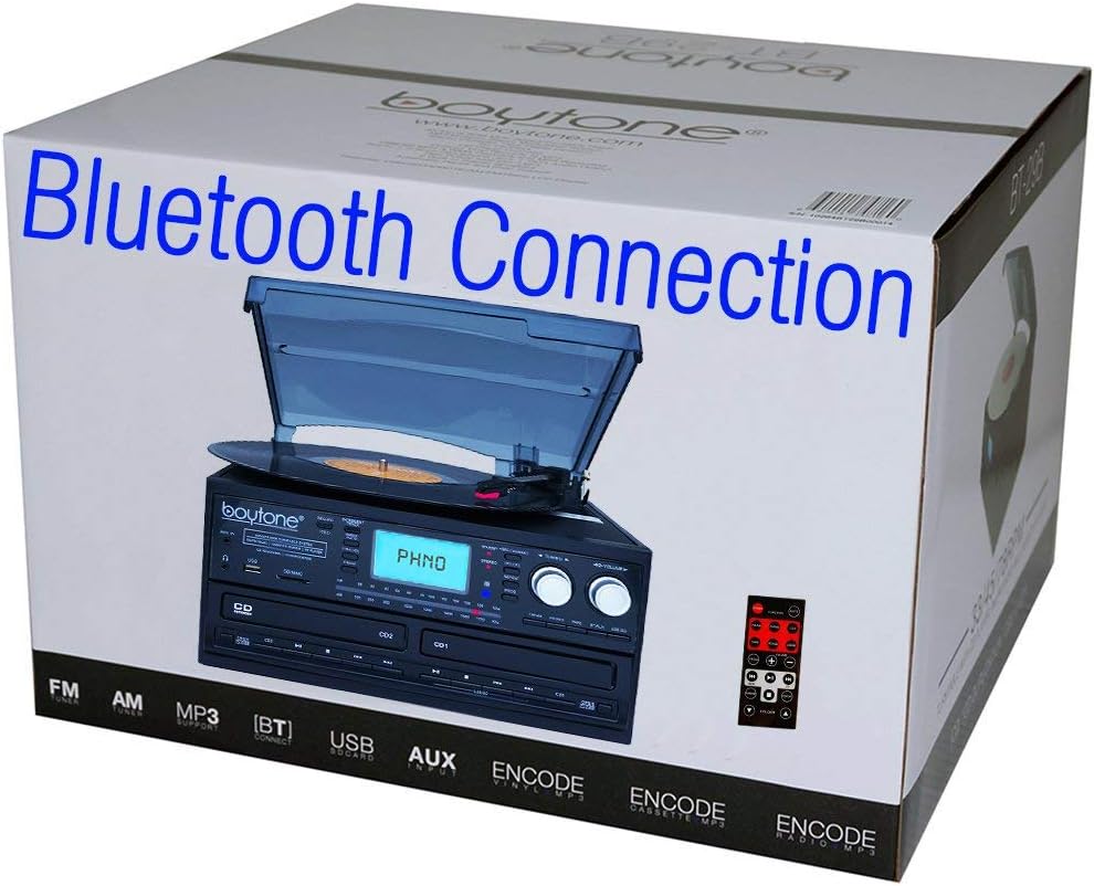 Bluetooth Dual CD Player AM/FM Radio Turntable Record Player with Cassette Player P944240