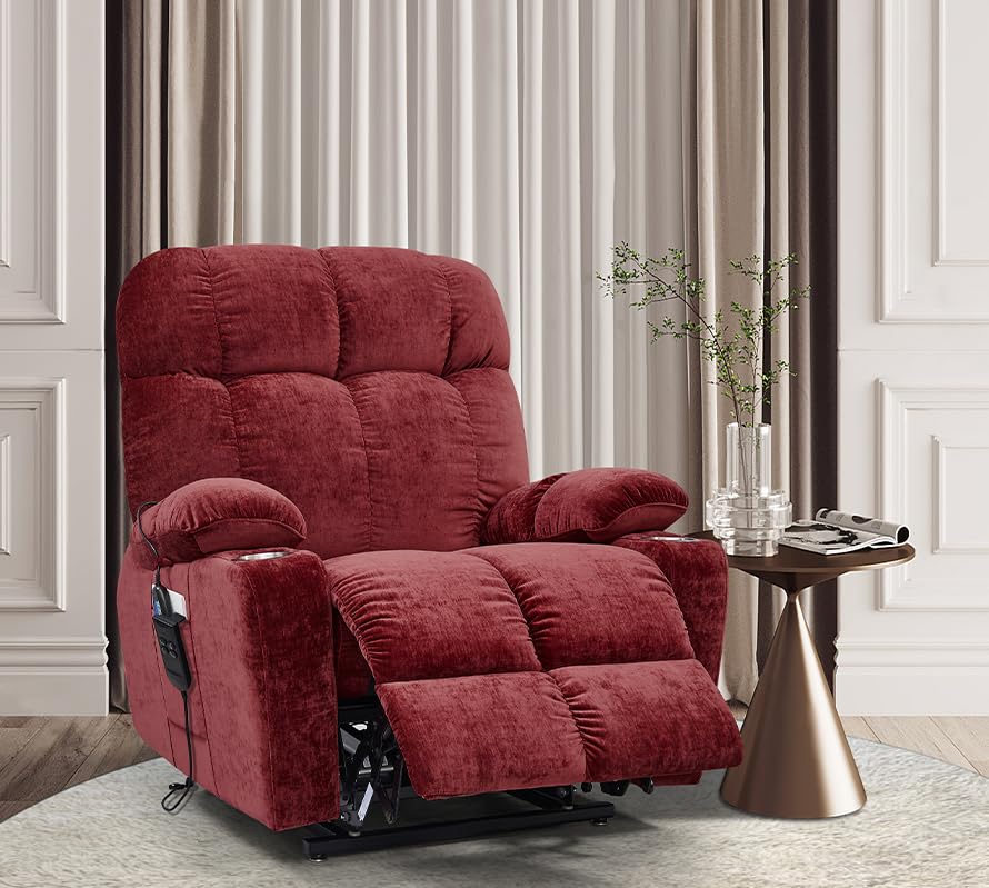Red Power Lift Recliner Chair with Massage and Heat I3383
