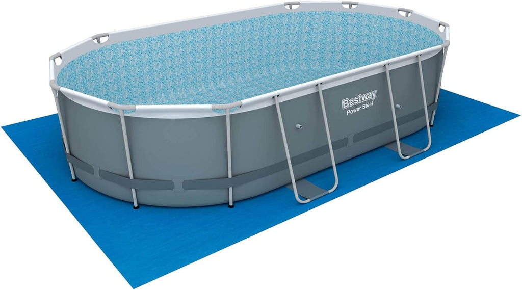 16ft x 10ft x 42in Oval Frame Above Ground Swimming Pool Set with Pump, Ladder, and Cover Q57578