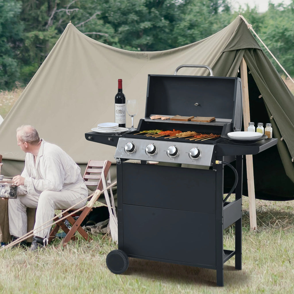 Stainless Steel 4-Burner Gas Grill with Porcelain-Enamel Cooking Grates X659