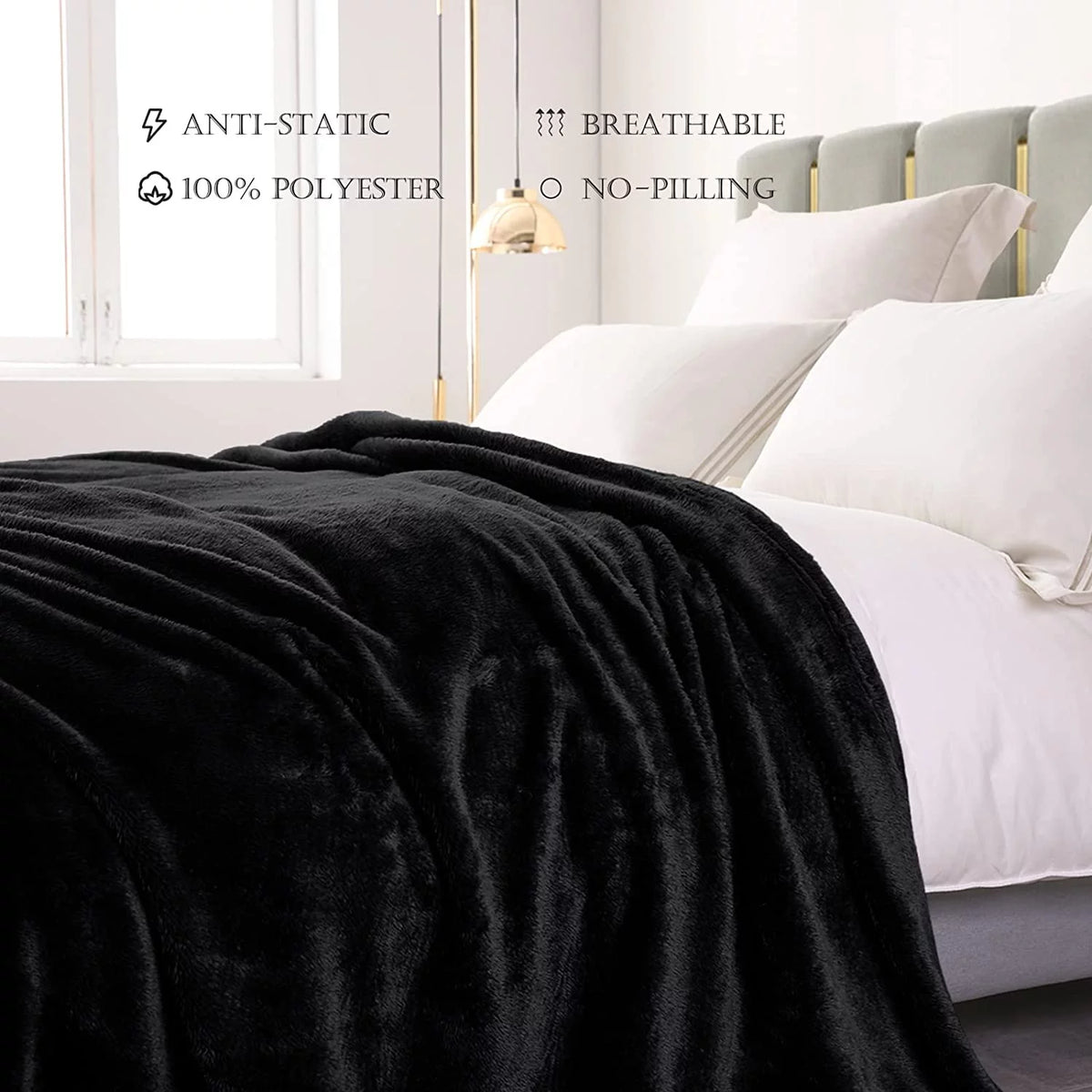 King Size Black Fleece Blanket I66374