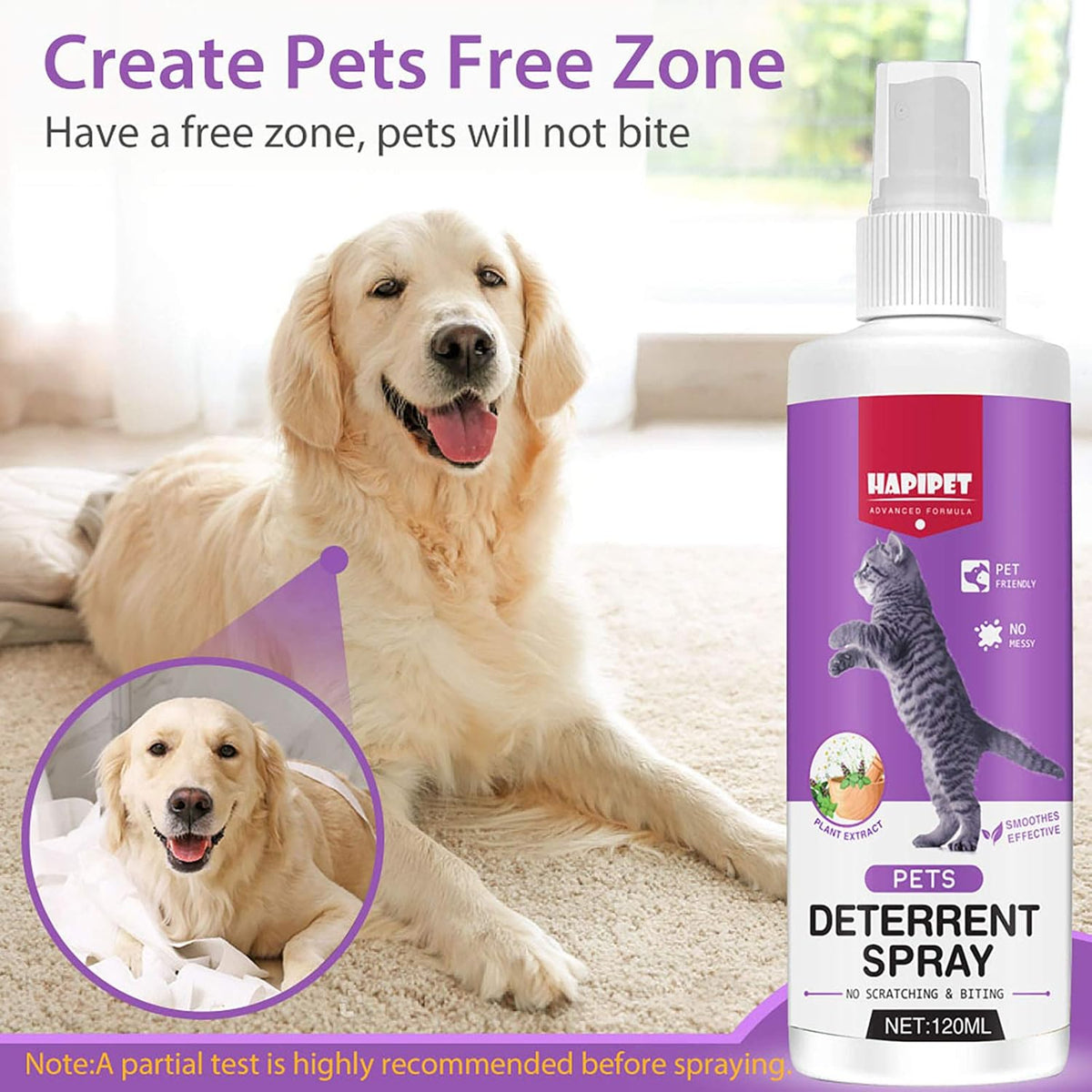 Cat Deterrent Spray, 120ML Natural Cat Repellent Spray E957154