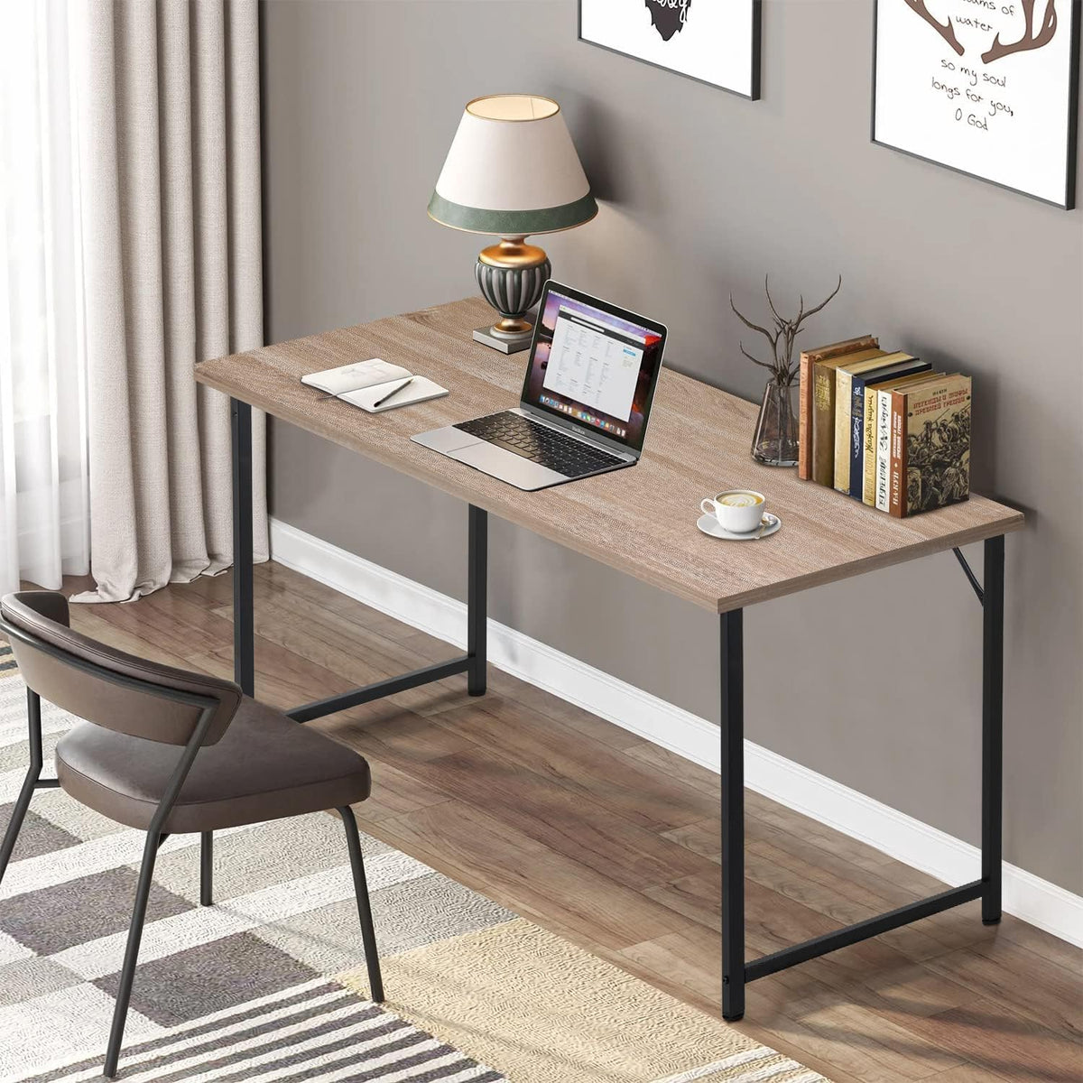 Black Wood and Metal Computer Desk D32052