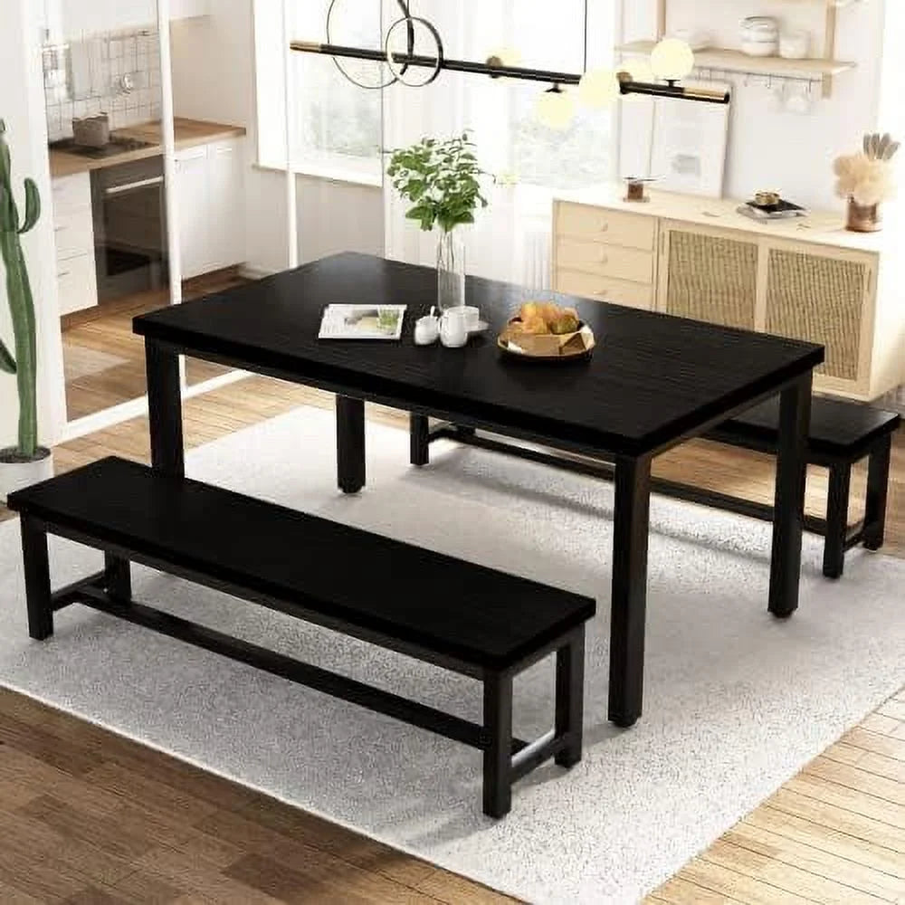 Black 4 Person Space Saving Kitchen Table Set with Rack M45531