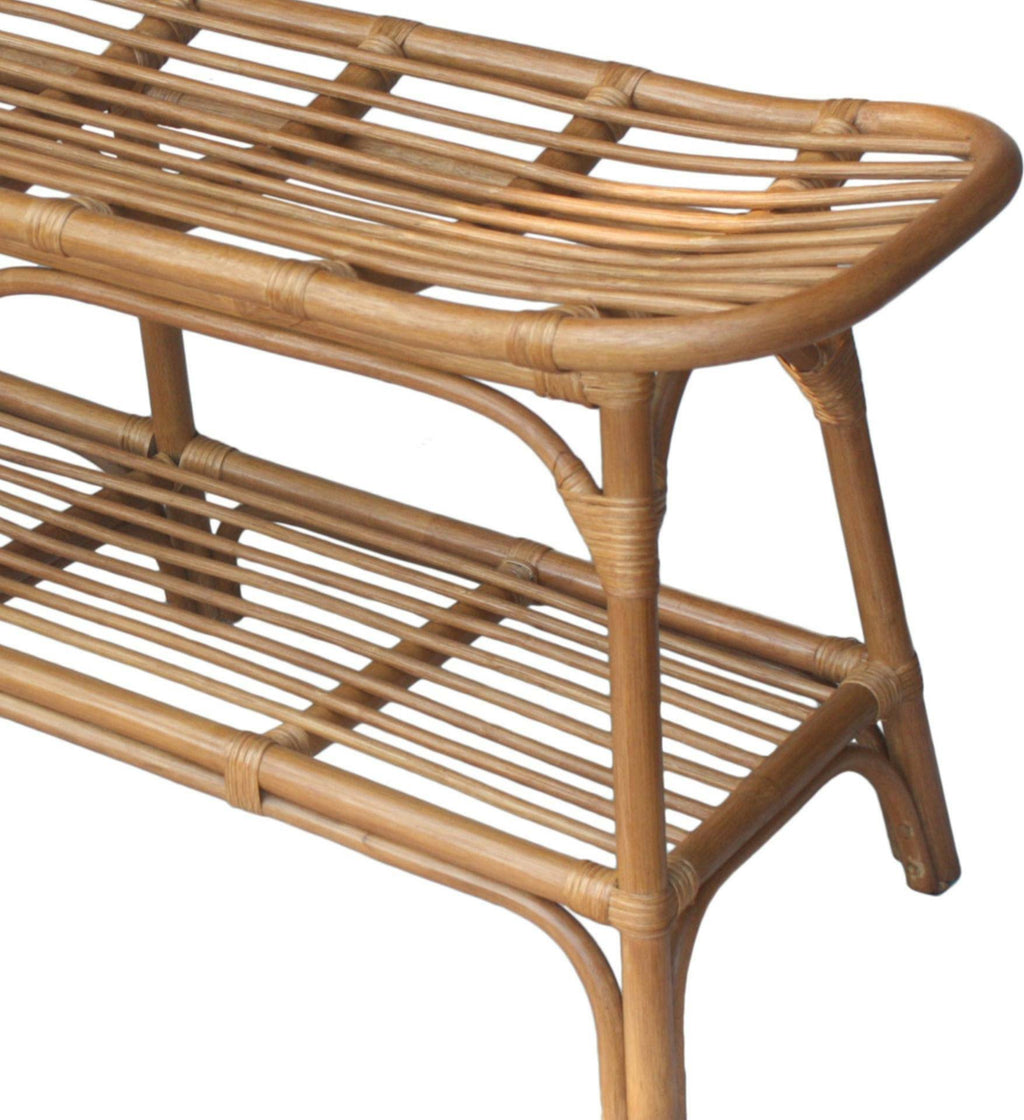 Rattan Bench with Shelf I8486