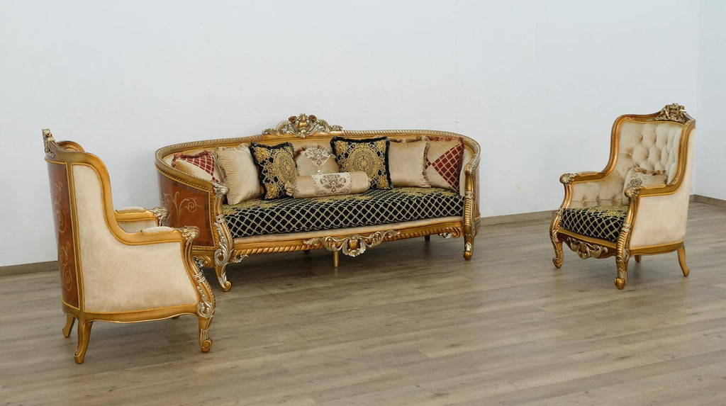 Black & Silver Gold Sofa Set 3 Q553901