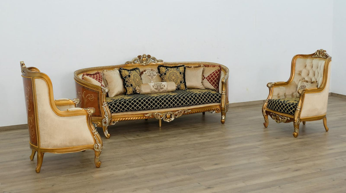 Black & Silver Gold Sofa Set 3 Q553901
