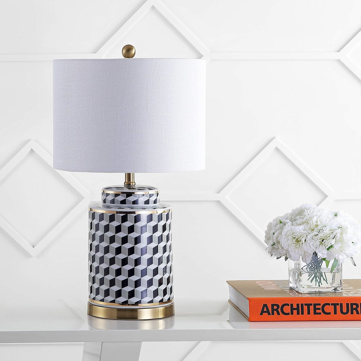 Black/White Ceramic/Metal LED Table Lamp N590296