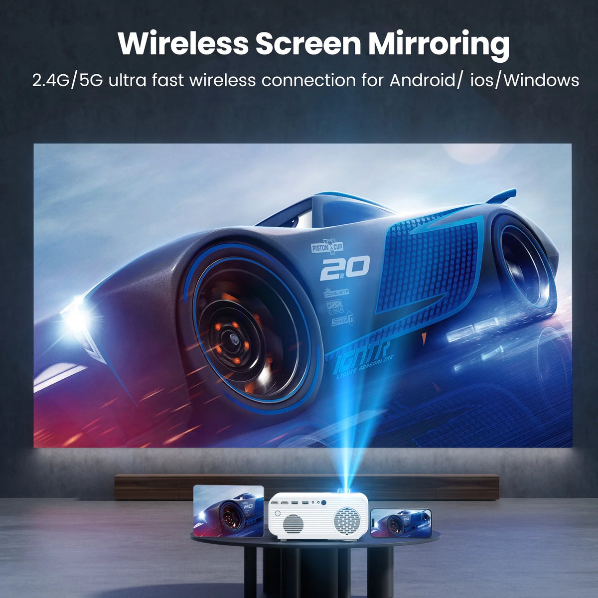 5G WiFi Bluetooth Projector, Native 1080P, 100" Screen M5449