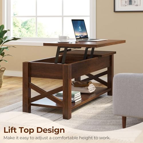 Black 47.2" Lift Top Coffee Table with Hidden Compartment A277532
