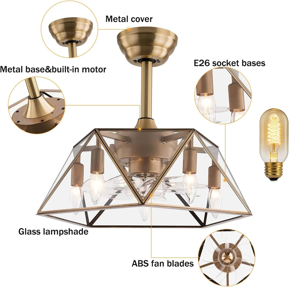 18.5'' Caged Ceiling Fan with Lights Remote Control G834466