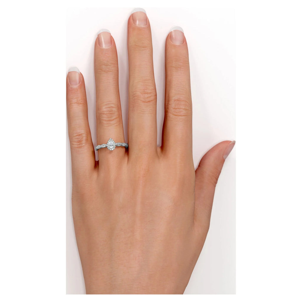 10K White Gold Pear Cut Diamond Engagement Ring B72354