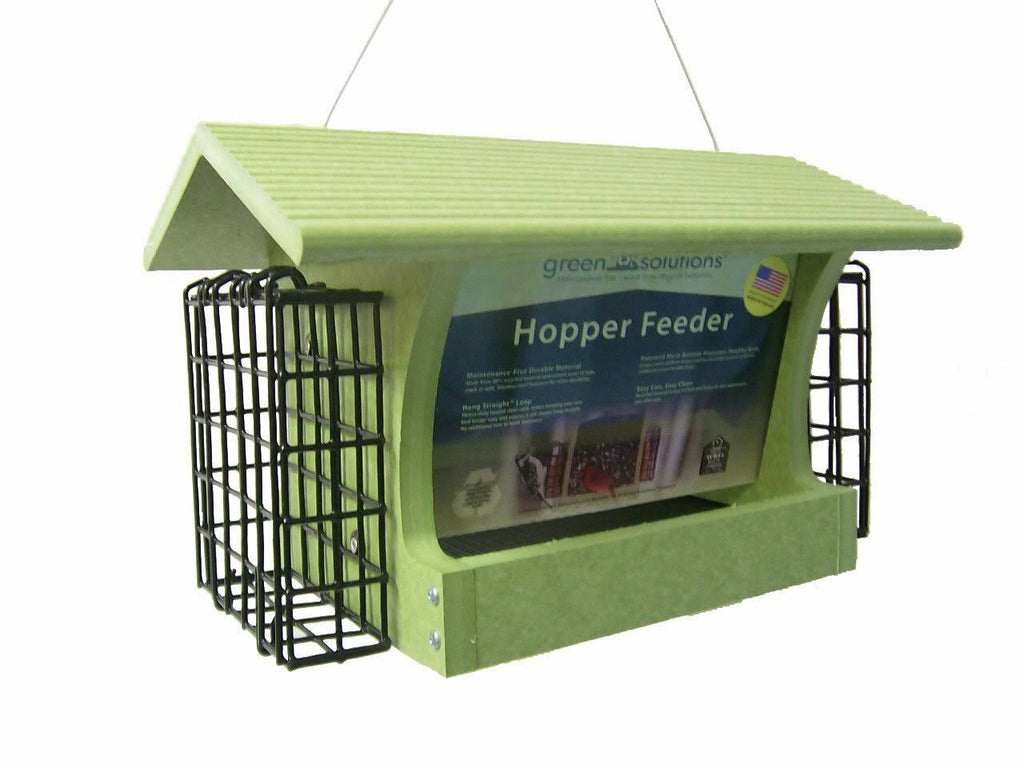Recycled Medium Hopper Bird Feeder with Suet Cages U581