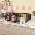 Twin Size Wood Floor Bed with Rails and Door S537