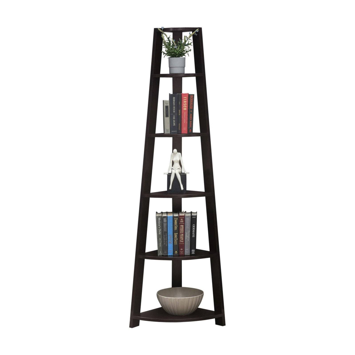 5 Tier Corner Bookcase, Espresso E2415