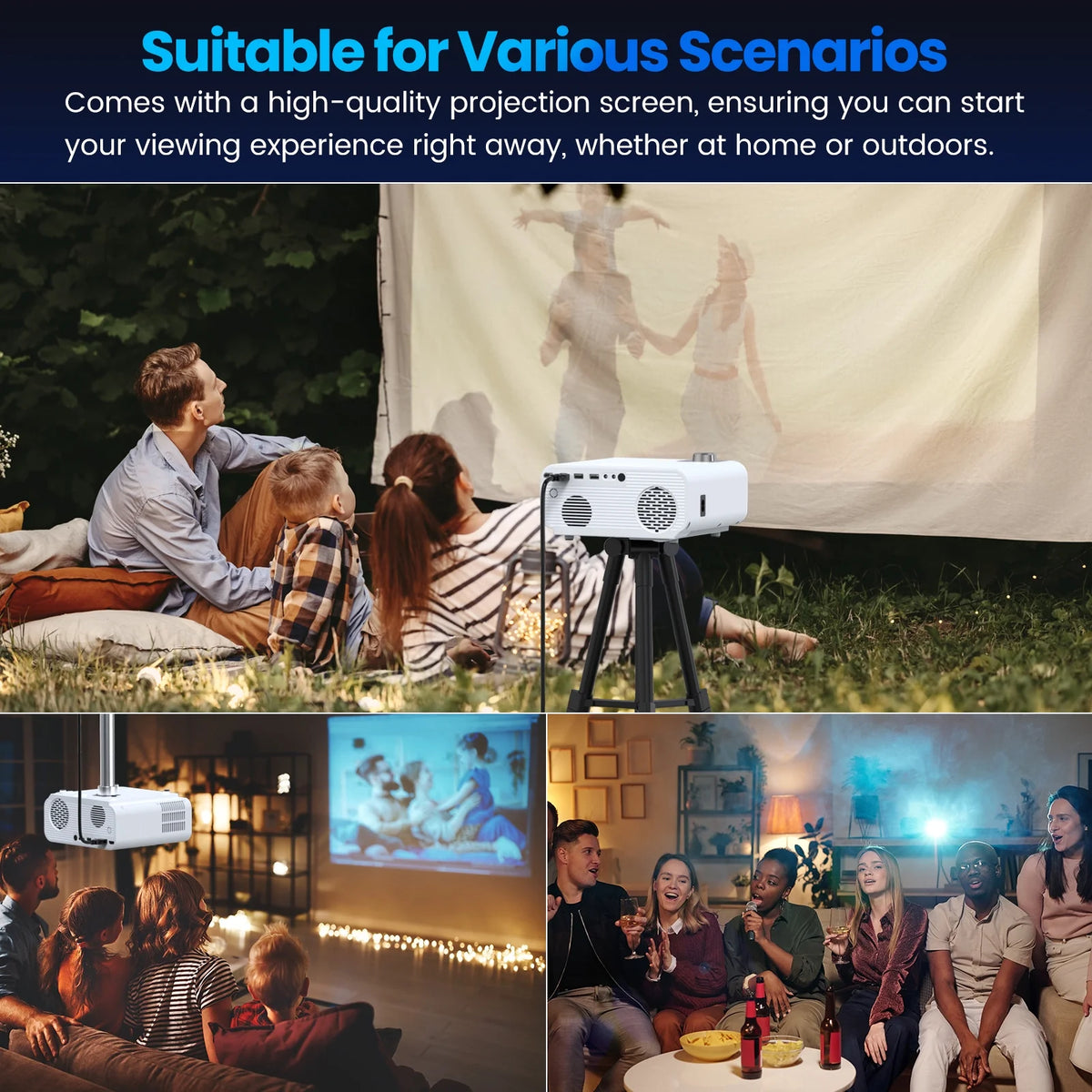 5G WiFi Bluetooth Projector, Native 1080P, 100" Screen M5449