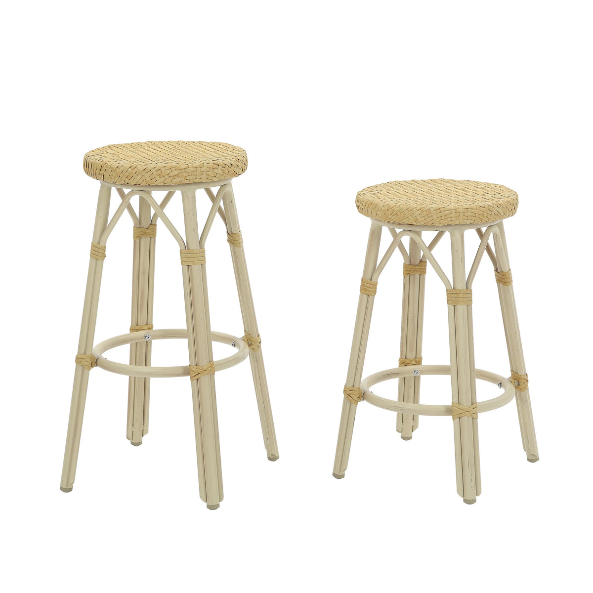 Round Wicker Patio Stools Set of 2 G946