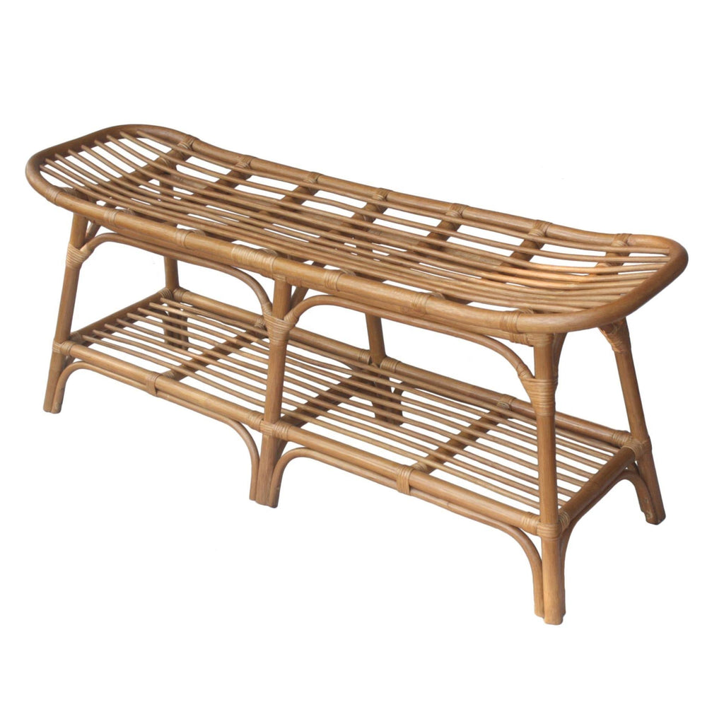 Rattan Bench with Shelf I8486