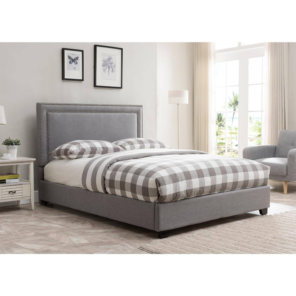 Grey Linen King Size Headboard V40922