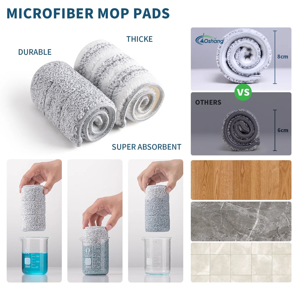 Flat Floor Mop and Bucket Set with 2 Washable Microfiber Pads A250