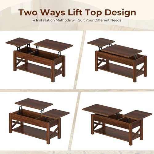 Black 47.2" Lift Top Coffee Table with Hidden Compartment A277532