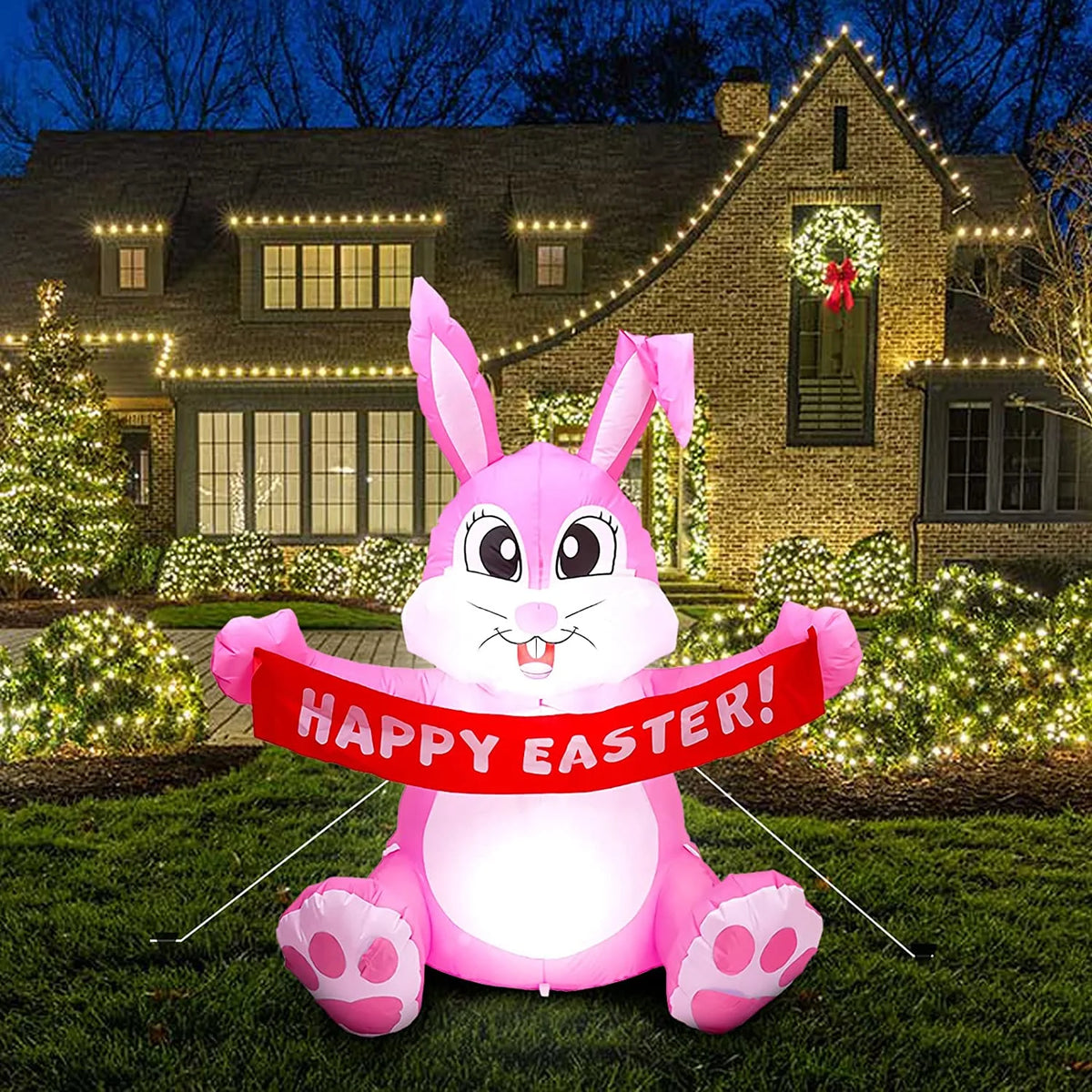 Easter Inflatable Bunny Yard Decorations with LED Lights N2544