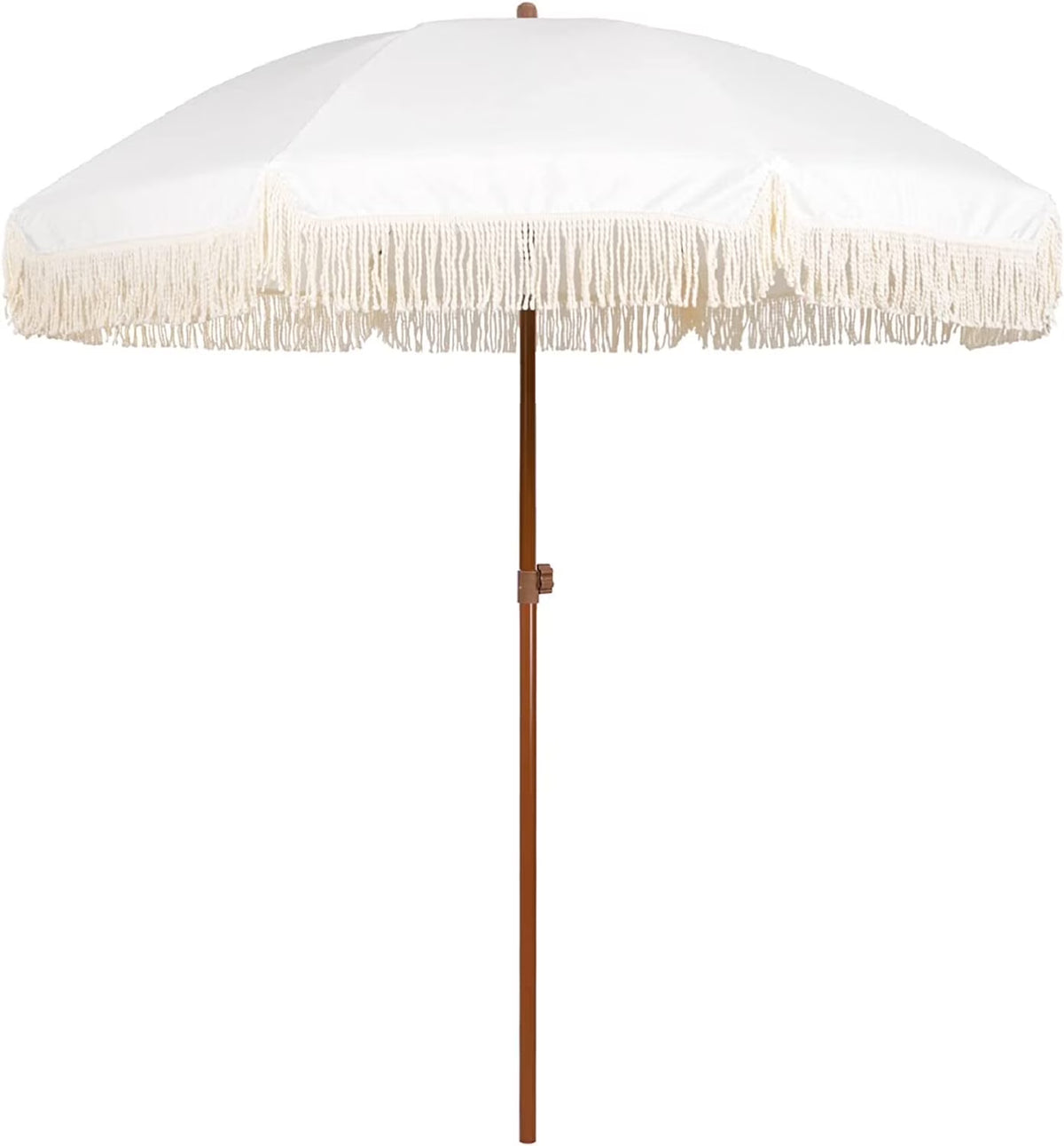 White Cream 7ft Patio Umbrella with Fringe O3468