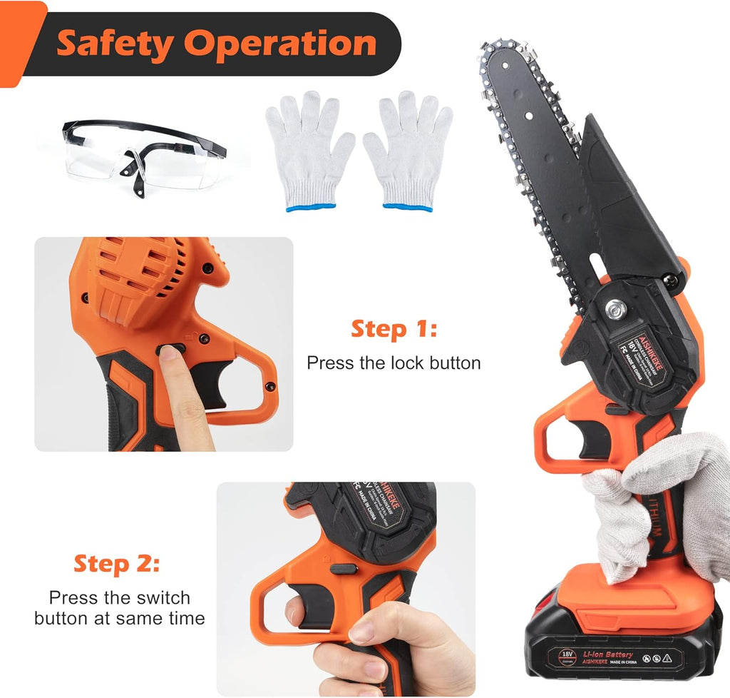 Mini Chainsaw 6 Inch Cordless with 2 Rechargeable Battery S357