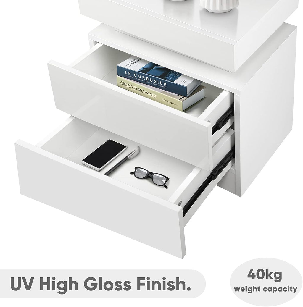 White 2 Drawer LED Nightstand J192937