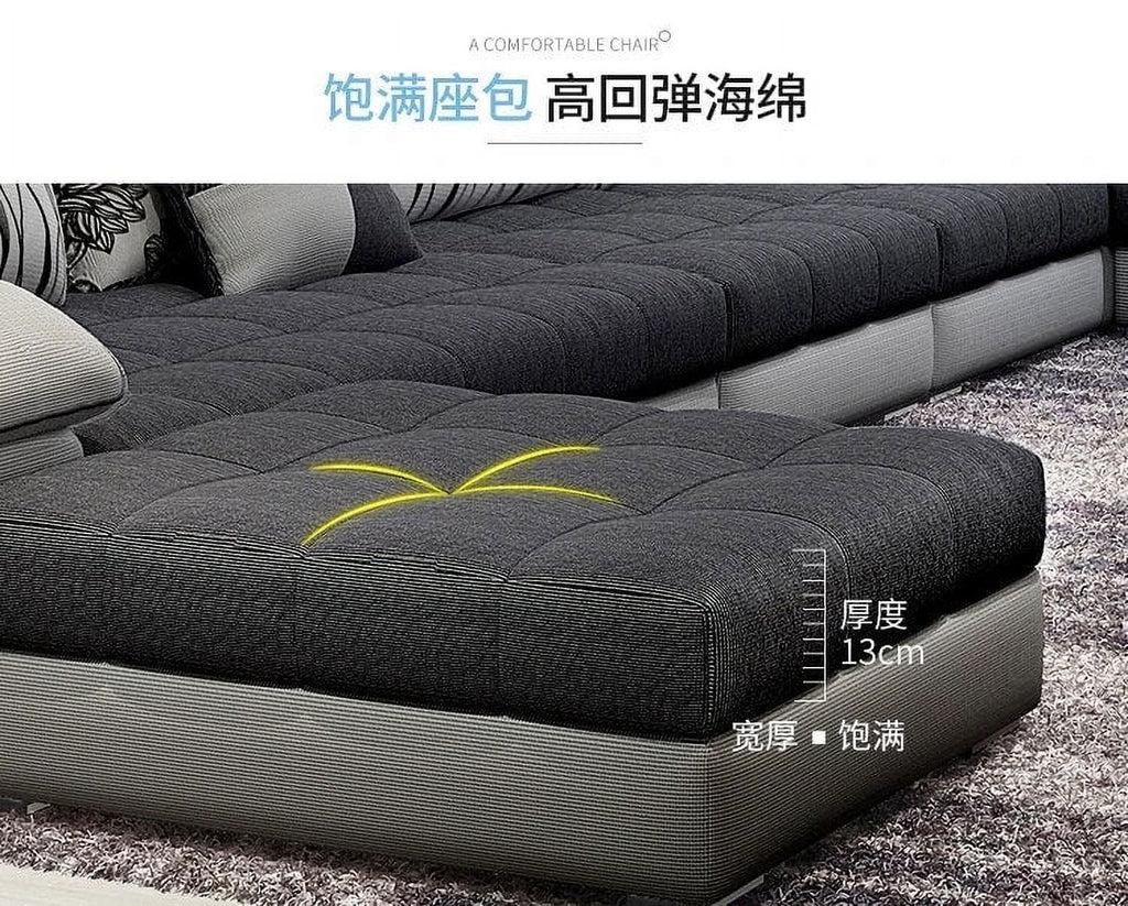 Fabric U Shape Sectional Sofa D7962
