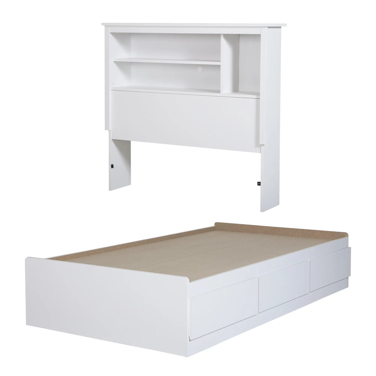 Twin Pure White Bed with Bookcase Headboard W392339