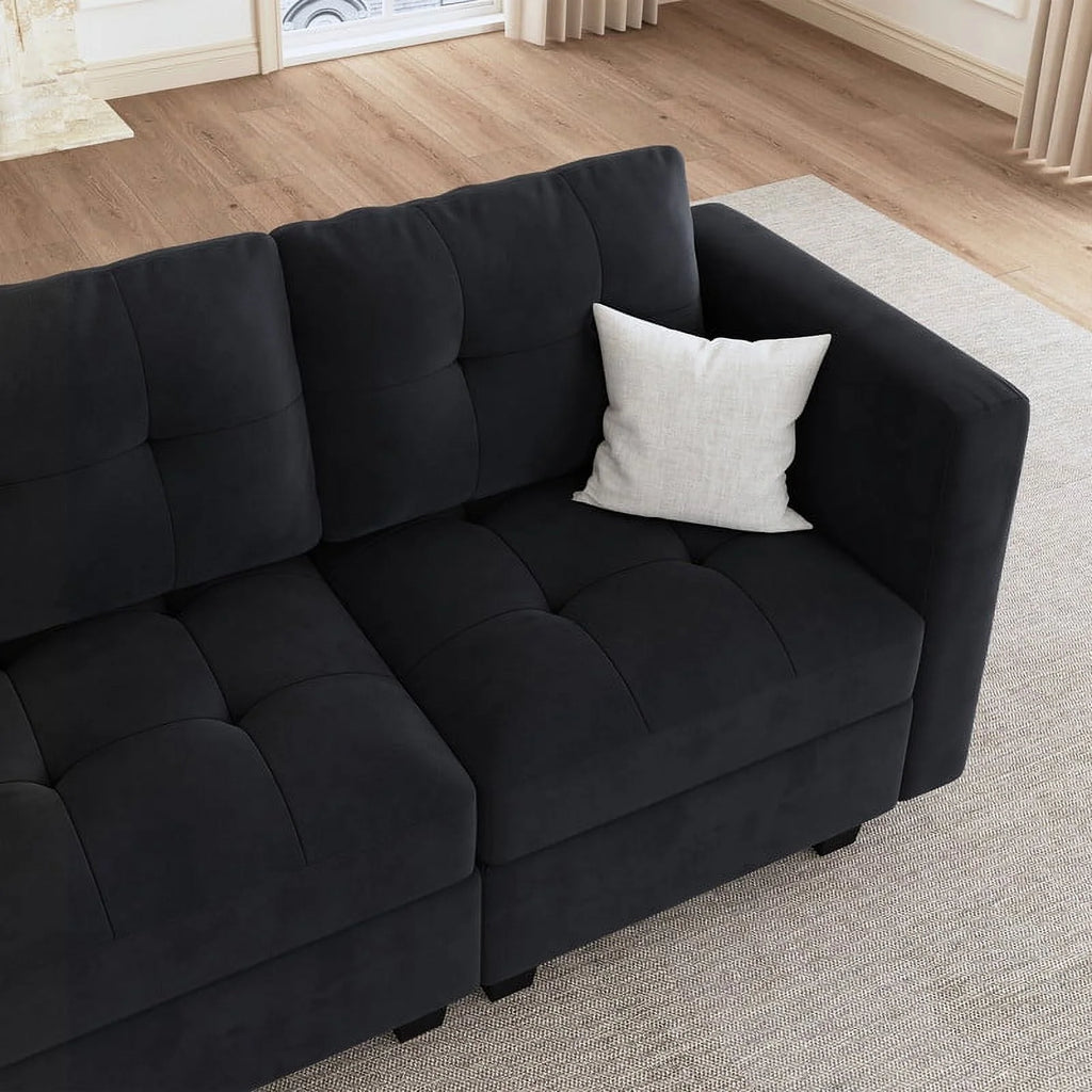 Black Velvet Armless Chair with Storage U57825