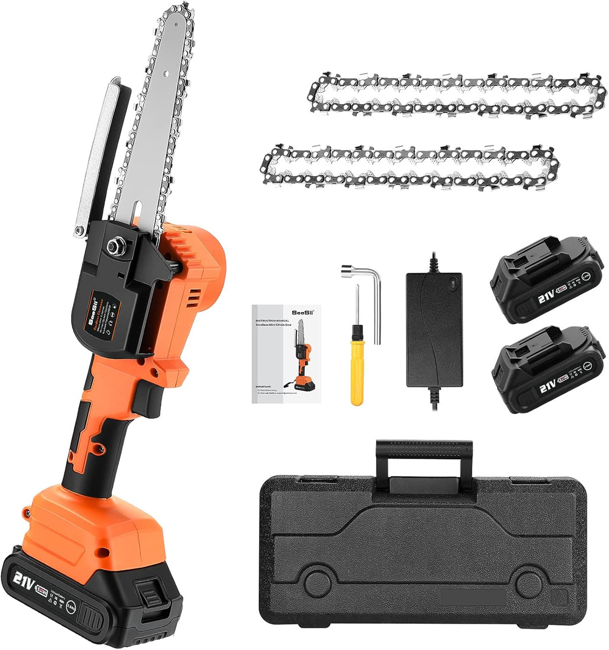 6" Mini Cordless Electric Chainsaw with Battery Indicator, Pack of 2 E9601