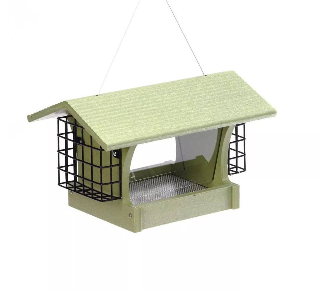Recycled Medium Hopper Bird Feeder with Suet Cages U581