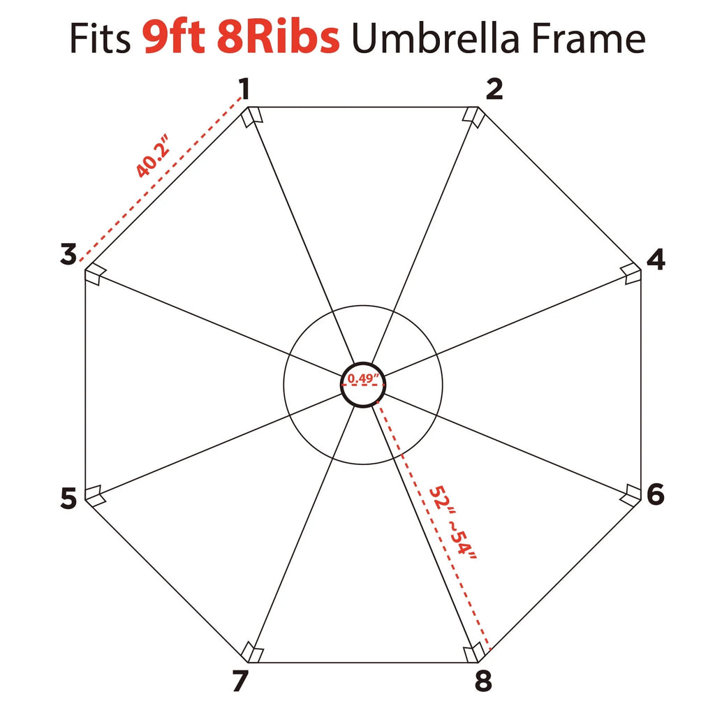 Beige Replacement Canopy for 9FT Patio Umbrella with 8 Ribs K94534