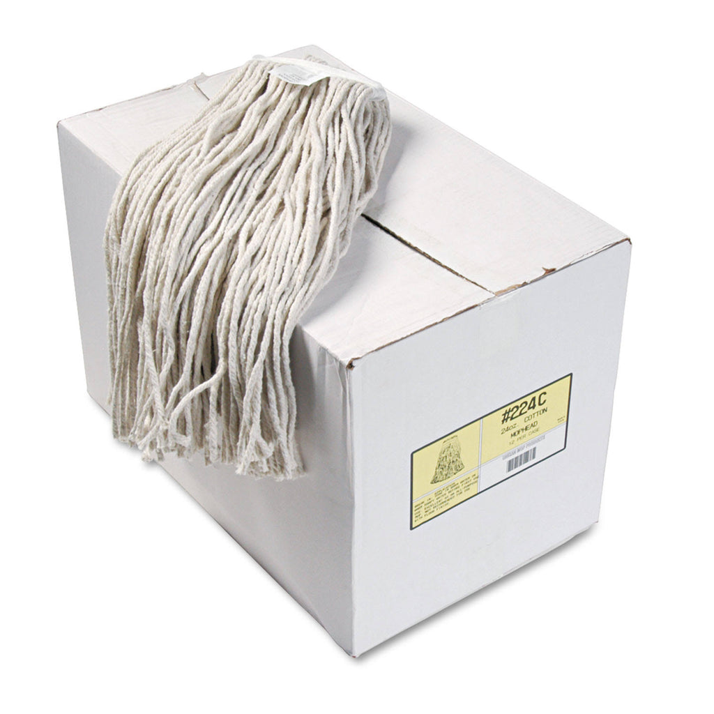White Cotton Cut-End Wet Mop Heads 24oz 12/Carton T302