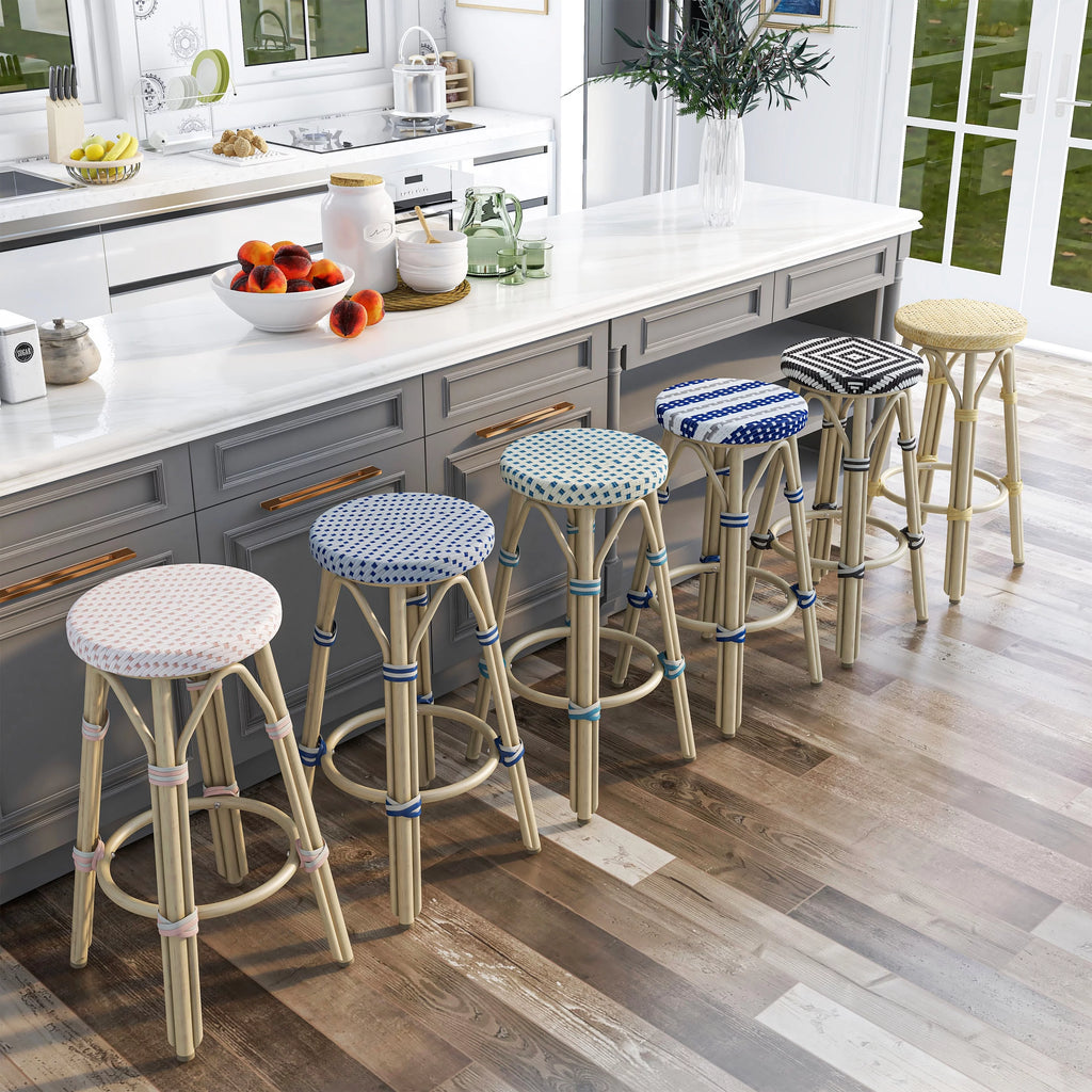 Round Wicker Patio Stools Set of 2 G946