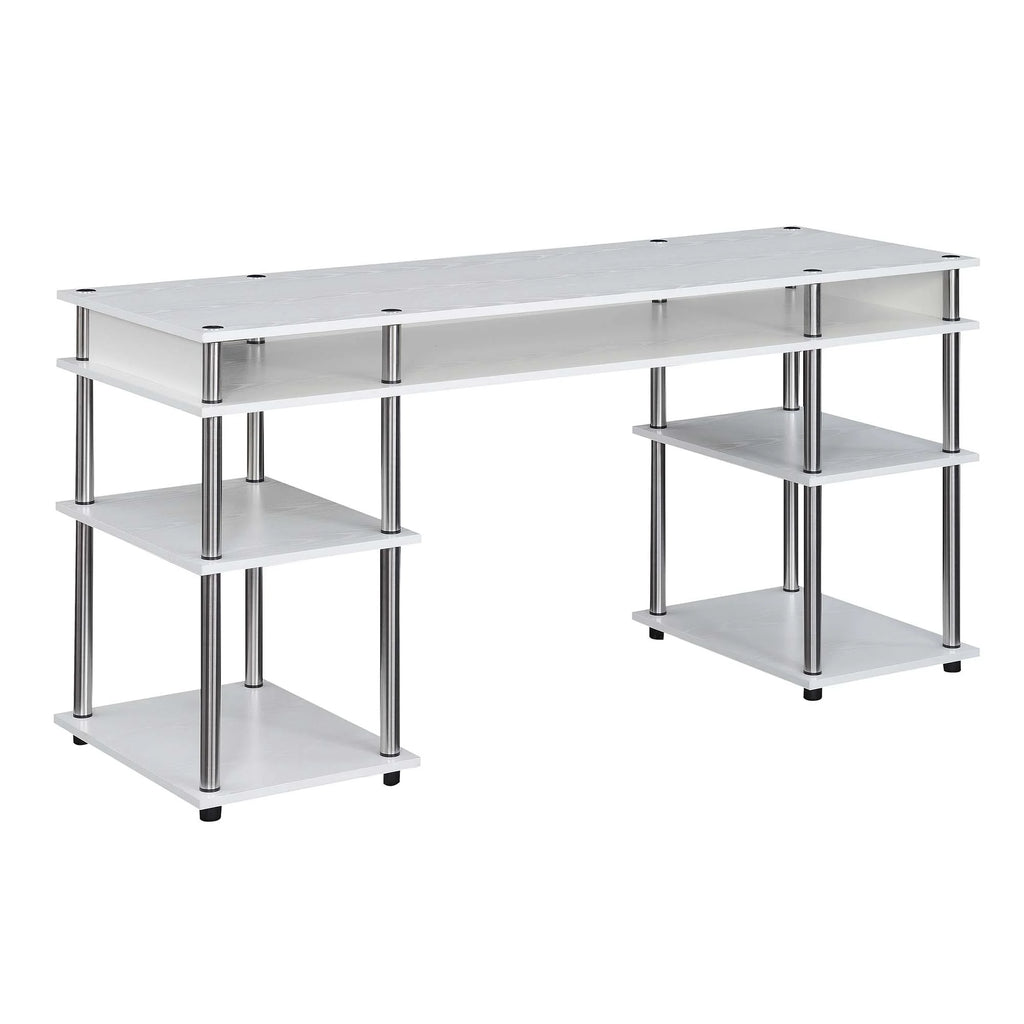 White 60-inch Student Desk with Shelves A13565