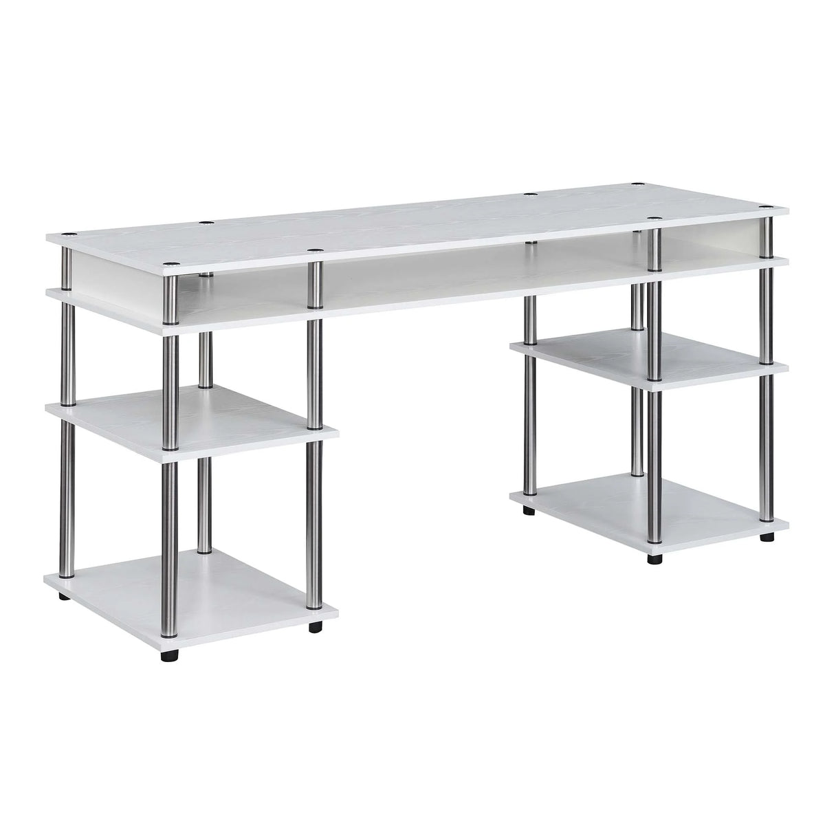 White 60-inch Student Desk with Shelves A13565
