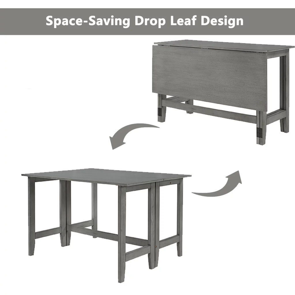 Gray Extendable Wood Dining Table with Drop Leaf B726